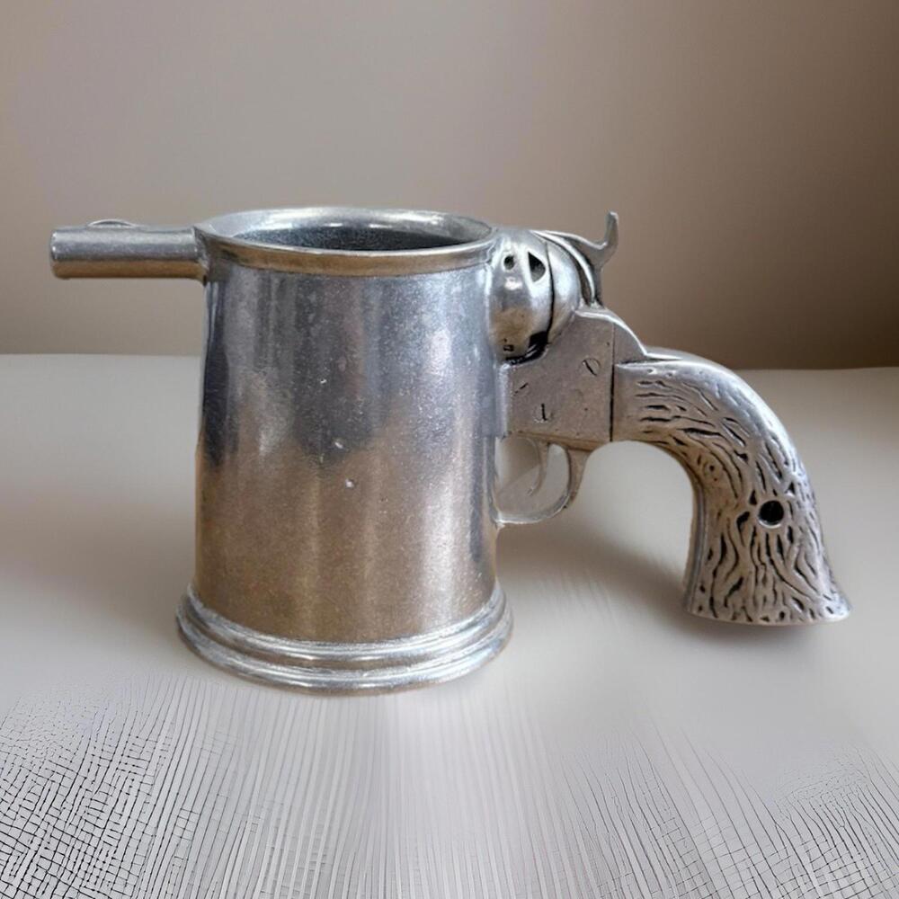 ❤️SOLD❤️Pewter Mug Tankard Pistol Gun Handle Beer